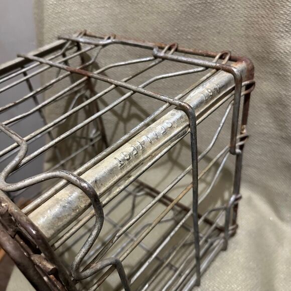 Sealtest Vintage Steel & Wire Galvanized Metal MILK CRATE Carrier 13"x13"x11" - Picture 7 of 12